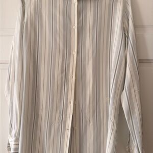 Loro Piana Cream and Gray Striped Shirt